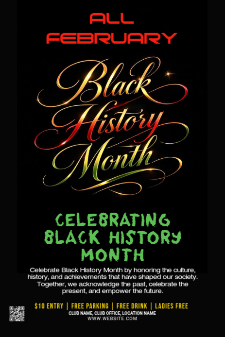 Black Black History Month Celebration Pinterest Graphic Template ...