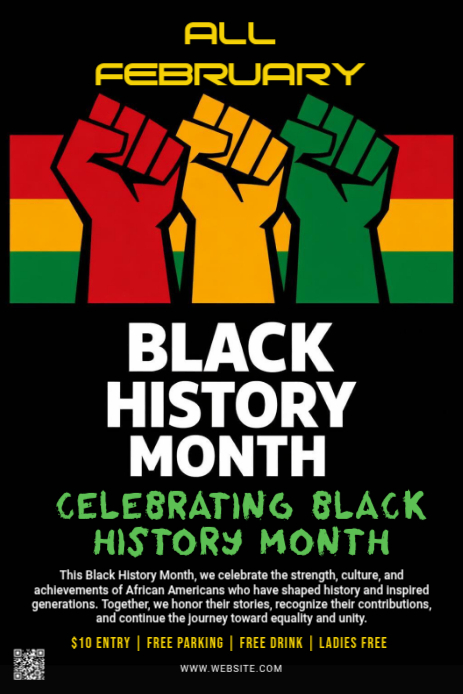 Black Black History Month Celebration Pinterest Graphic Template ...