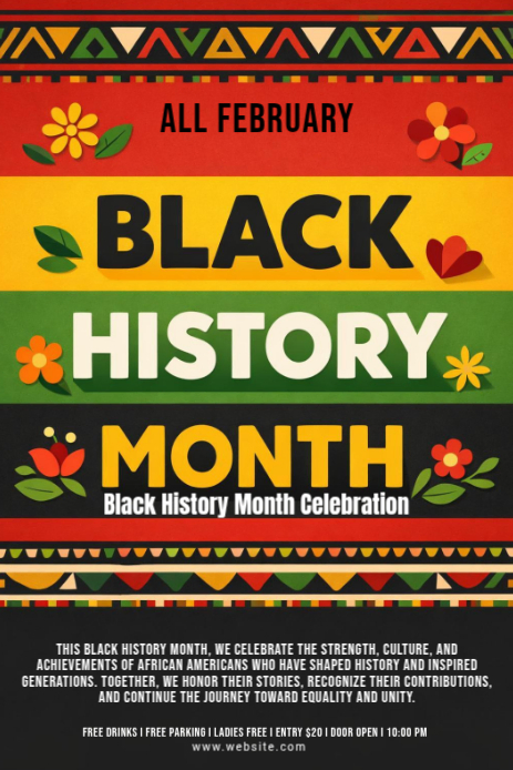 Black Black History Month Celebration Pinterest Graphic Template ...
