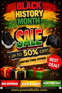 Black Black History Month Sale Poster template