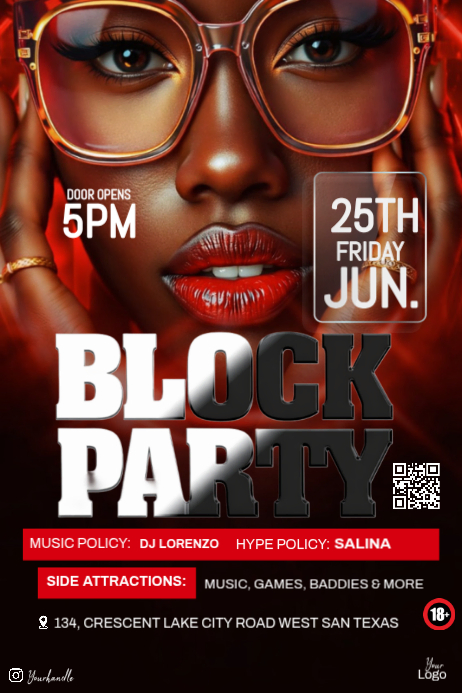 Black Block Party Posters Template | PosterMyWall