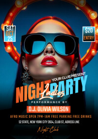 Black Blue Maximalist Ladies Night Party A1 template