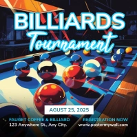 Black blue Modern & Minimal Billiards Tournament Pos Instagram template