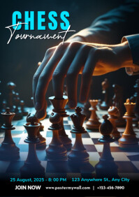 Black blue Modern & Minimal Chess Tournament A4 template