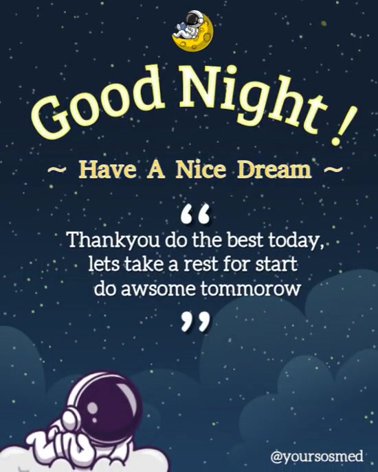 Black blue navy Typographic Good Night And Have A Nice Dream Greeting Card Instagram Portrait template