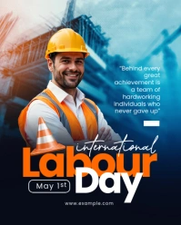 Black Blue Orange Modern & Minimal International Labour Day  Instagram Portrait template