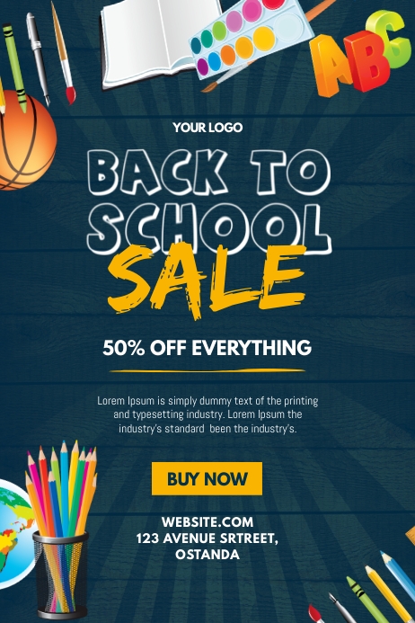 Black Board Back To School Sale Poster template