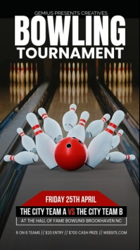 Black Bowling Tournament Flyer Instagram Story template