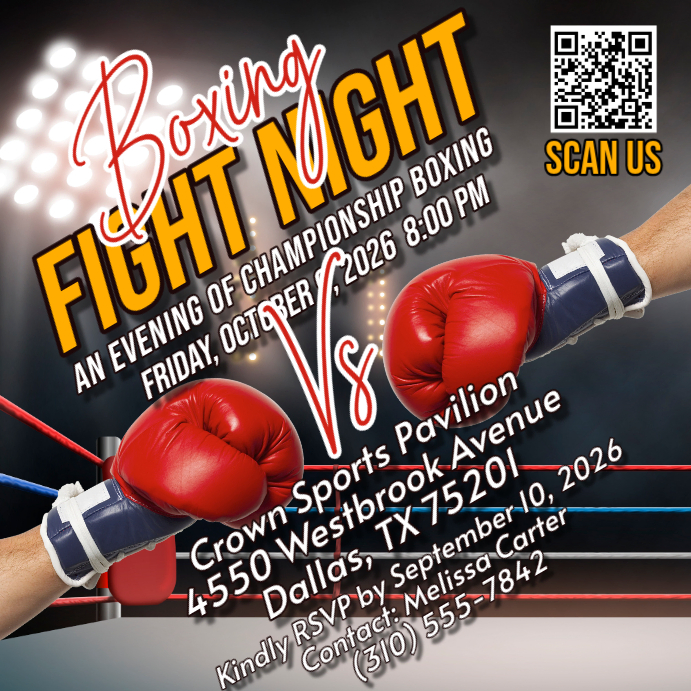 Plantilla de Black Boxing Fight Night Instagram Post | PosterMyWall