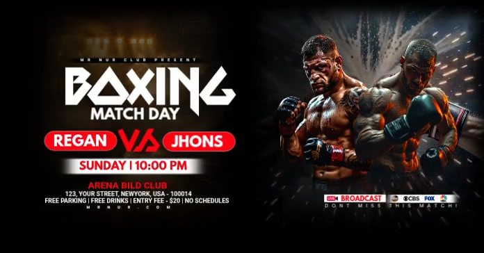 Black Boxing Match Facebook Shared Image Video Template | PosterMyWall