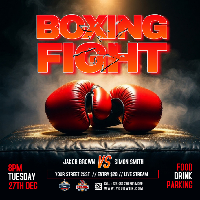 Black Boxing Match Instagram Post Template | PosterMyWall