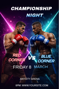 Black Boxing Match Pinterest Graphic template