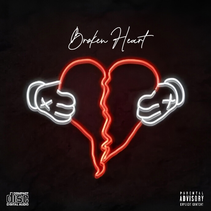 Black  Broken Heart Mixtape Cover Album Cover Ikhava ye-Albhamu template