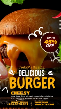 Black Burger Delivery Promotion Instagram Story Video template