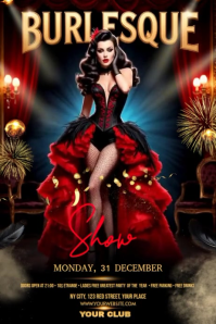 Black Burlesque Show Banner 4' × 6' Video template