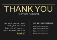 Black Business Thank you Card Template A2