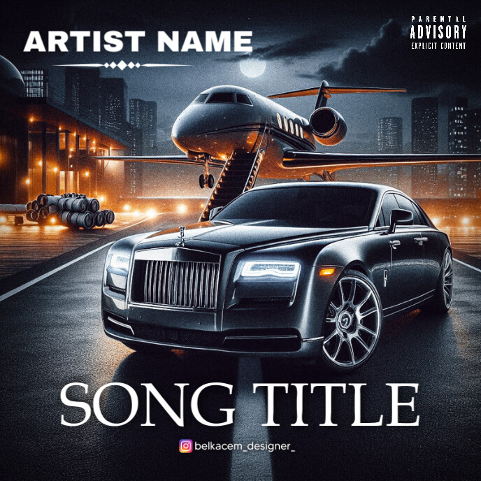 Black Car And Jet Private  Album Cover template
