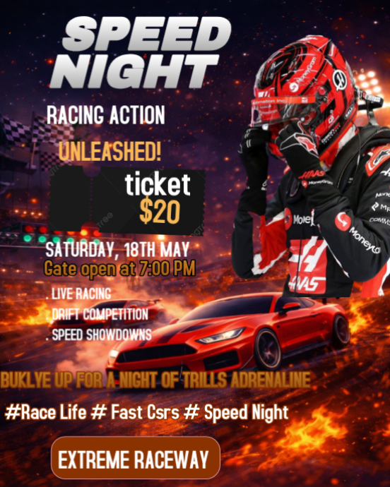 Car Racing Potrait Black Car Racing Event Instagram Portrait Template | PosterMyWall
