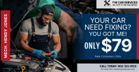 Black Car Repair Services Facebook Shared Image Video template