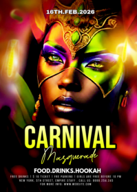 Black Carnival Masquerade Event A6 template