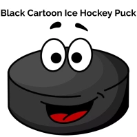 Black Cartoon Ice Hockey Puck Logo template