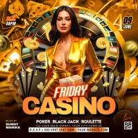 Black Casino Bar Night Flyer Instagram Post template