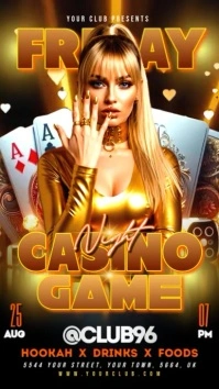 Black Casino Game Night Video Flyer Instagram Story template