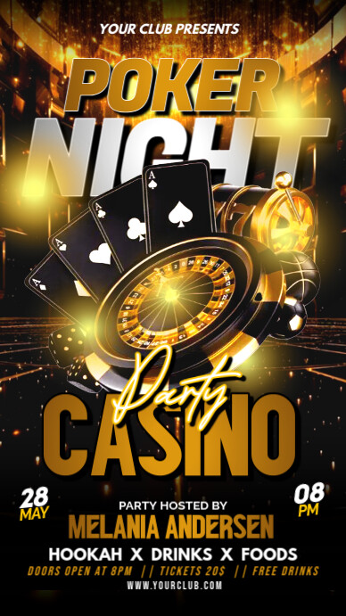 Black Casino Poker Night Party Flyer Instagram Story template