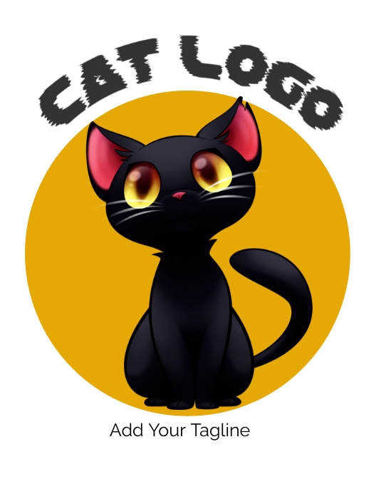black cat illustration, Black cat Kitten Cart Ulotka (US Letter) template