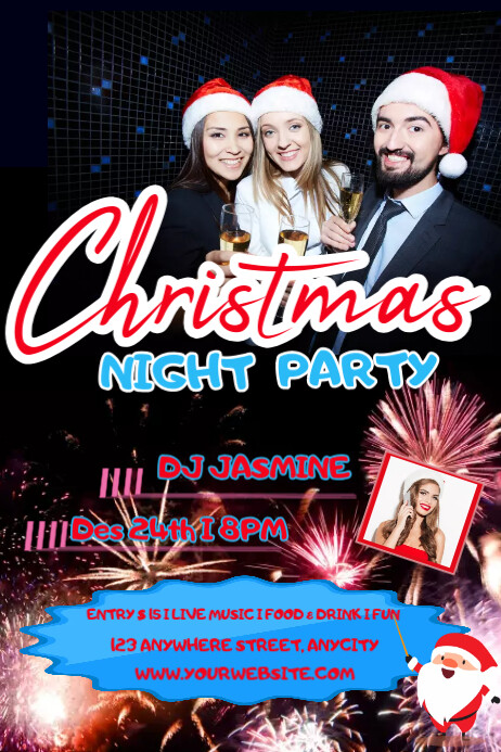 Black Ceria Christmas Night Party Poster Template | PosterMyWall