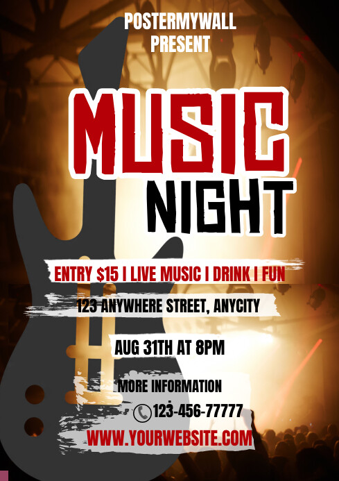 Black Ceria Music Night A4 Template | PosterMyWall
