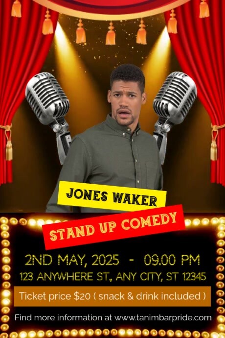 Black Ceria Stand Up Comedy Posters, Comedy Show Posters, Stand Up Comedy Poster Design, Comedy Nigh template