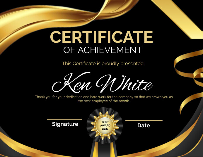 Black  Certificate Award Flyer (us Letter) template