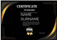 Black certificate of excellence A1 template