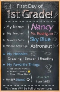 Black Chalkboard First Day Of School Poster Template Tabloid 小报