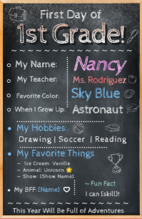 Black First Day of School แทบลอยด์ Template