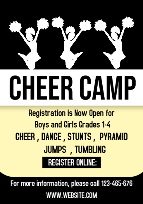 Black  Cheer Camp Post A4 template