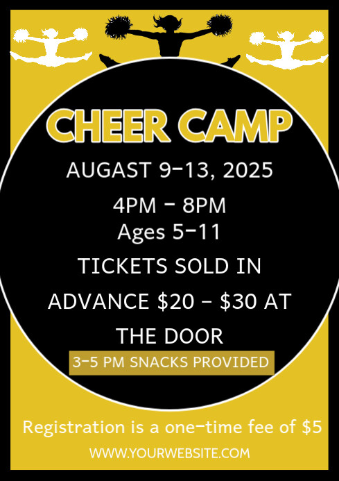 Black  Cheer Camp Poster A4 template