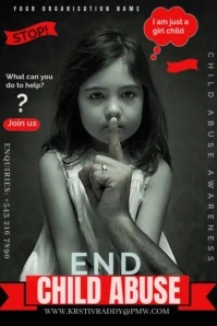 Black  Child Abuse Awareness  Poster template