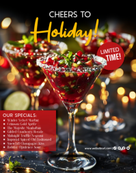 Black  Christmas Cocktail Menu Poster/wallboard template