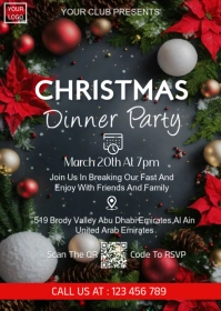 Black Christmas Dinner Invitation A6 template