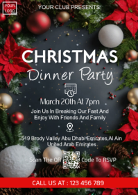 Negro Christmas Dinner Party A6 Template