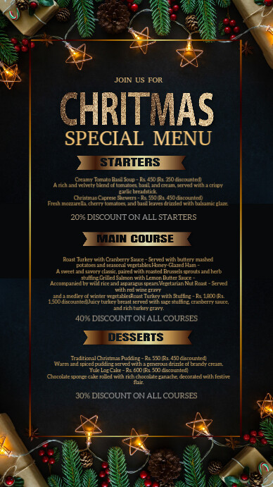 Copy of Black Christmas Menu Instagram Story | PosterMyWall