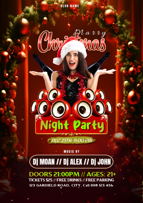 Copy of Black Christmas Night Party Poster A4 | PosterMyWall