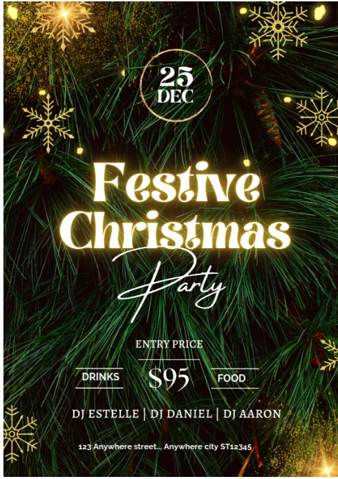 Black Christmas Party A4 Template | PosterMyWall