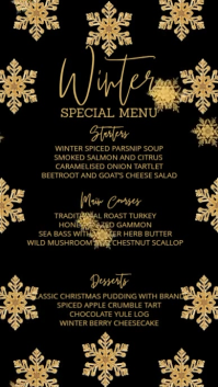 Black Christmas Winter Menu Instagram Reel template