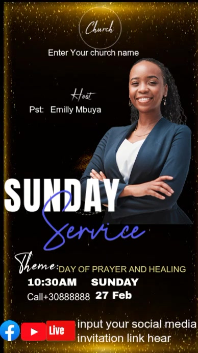 Black Church Service Facebook Story Video Template | PosterMyWall