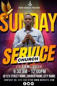 Black Church Service Poster Template