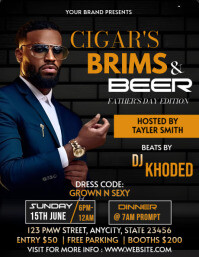 Black  Cigar, Brims & Beer – Father’s Day Grown & Sexy Event Flyer” Flyer (us Letter) template