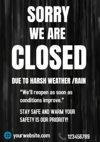 Black Closed Due To Harsh Weather/rain A4 template